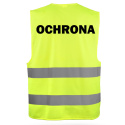 Kamizelka ostrzegawcza z napisem OCHRONA dla ochroniarza