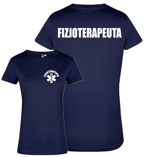 Koszulka damska FIZJOTERAPEUTA logo + napis na plecach Koszulka damska FIZJOTERAPEUTA logo + napis na plecach