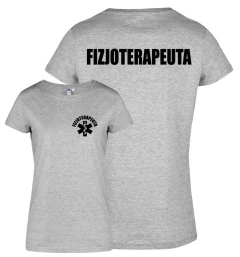 Koszulka damska FIZJOTERAPEUTA logo + napis na plecach Koszulka damska FIZJOTERAPEUTA logo + napis na plecach