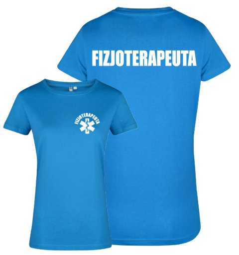 Koszulka damska FIZJOTERAPEUTA logo + napis na plecach Koszulka damska FIZJOTERAPEUTA logo + napis na plecach