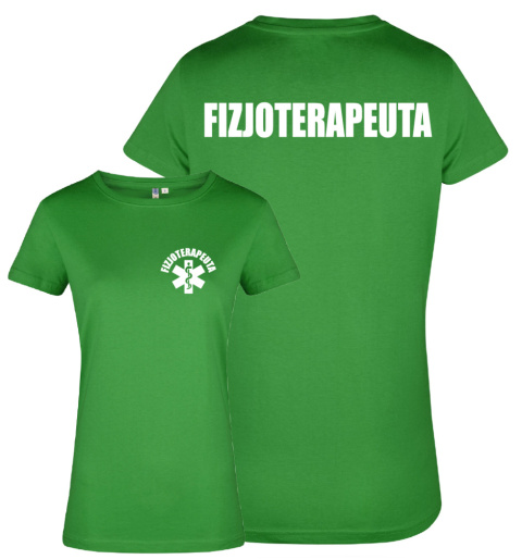 Koszulka damska FIZJOTERAPEUTA logo + napis na plecach Koszulka damska FIZJOTERAPEUTA logo + napis na plecach