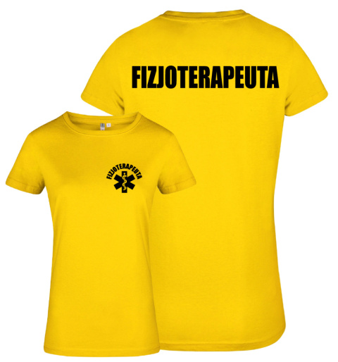 Koszulka damska FIZJOTERAPEUTA logo + napis na plecach Koszulka damska FIZJOTERAPEUTA logo + napis na plecach