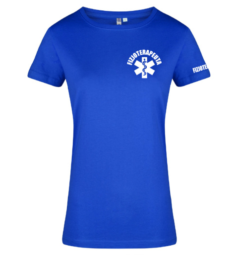 Koszulka damska FIZJOTERAPEUTA logo + napis rękaw Koszulka damska FIZJOTERAPEUTA logo + napis rękaw