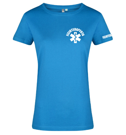 Koszulka damska FIZJOTERAPEUTA logo + napis rękaw Koszulka damska FIZJOTERAPEUTA logo + napis rękaw